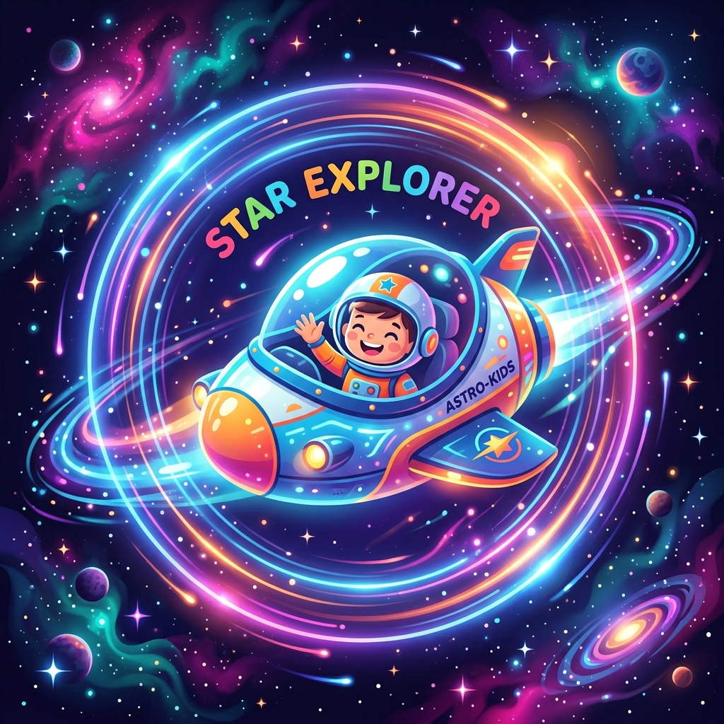 Futuristic spaceship flying inside a warp drive bubble